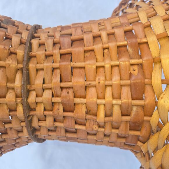 Vintage Rattan Wicker Floor Vase Basket Handles 24" x 11" Pot Planter Portugal - Picture 5 of 16